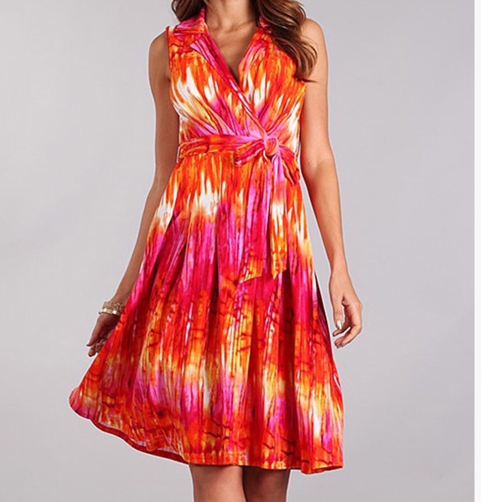 Tuscany Orange and Pink Tie-Dye Dress👗